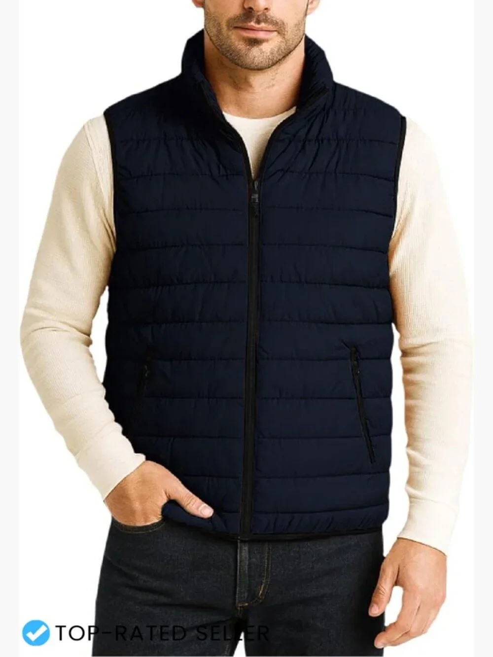 Men's Packable Puffer Vest Water-Resistant Quilted Sleeveless Zip Pockets